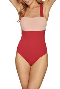 Цельный купальник с открытой спиной красный, от премиум бренда Туше. 