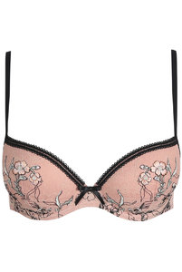 Бюстгальтер кружевной с уплотненными чашками без пуш-ап с вышивкой от Мери Жо. Мереживний бюстгальтер з ущільненими чашками без пуш-ап з вишивкою від Мері Жо.