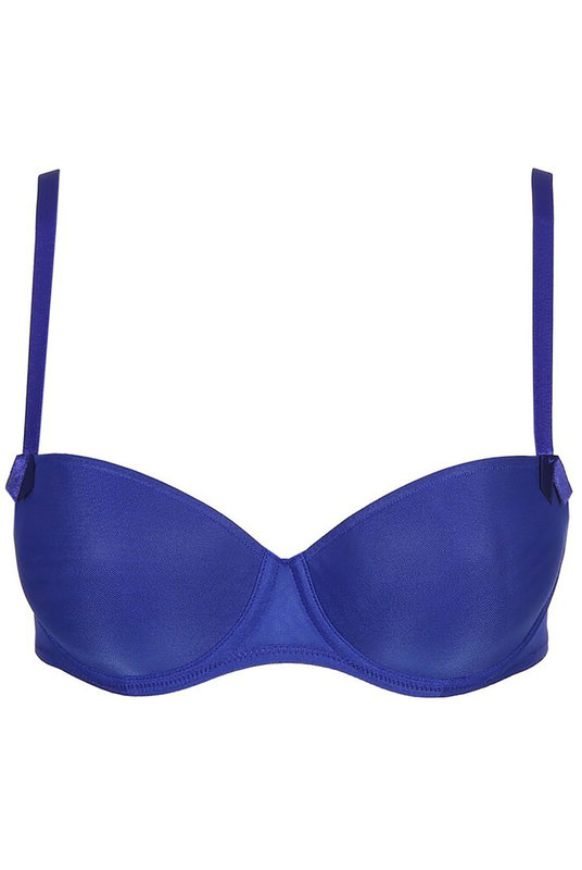Бесшовный бюстгальтер балконет на кости с уплотненными чашками в синем, Мери Жо. 