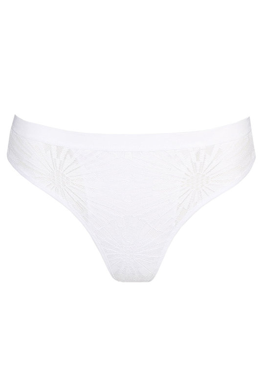 Купить бразилиана трусы женские кружевные средней посадки  из мягкой микрофибры и эластичного кружеваот MARIE JO в белом цвете. Купити бразиліана труси жіночі мереживні середньої посадки з м'якої мікрофібри і еластичного мереживаот MARIE JO в білому кольорі.