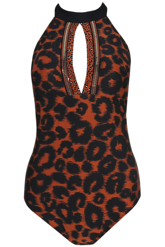 Цельный купальник с принтом в коричневом, Marie Jo. 