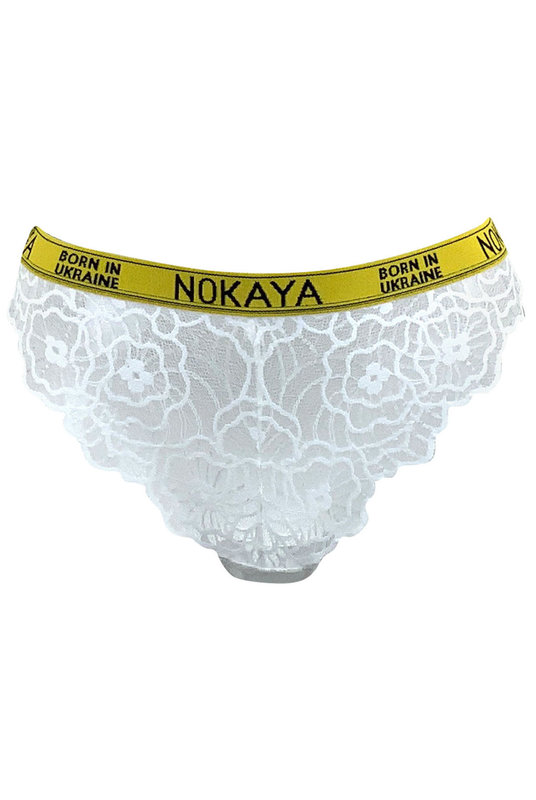 Кружевные трусы бикини с базовой посадкой в белом цвете от Nokaya сексуальные . Мереживні труси бікіні з базовою посадкою в білому кольорі від Nokaya.