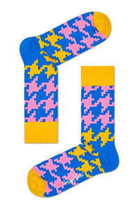 Купить носки женские хлопковые от Happy Socks с разноцветным креативным принтом в голубом-желтом цвете . Купити шкарпетки жіночі бавовняні від Happy Socks з різнобарвним креативним принтом в блакитному-жовтому кольорі .