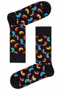 Купить носки женские и мужские хлопковые от Happy Socks с разноцветным принтом ход-дог черные. Купити шкарпетки жіночі та чоловічі бавовняні від Happy Socks з різнобарвним принтом ход дог чорні.