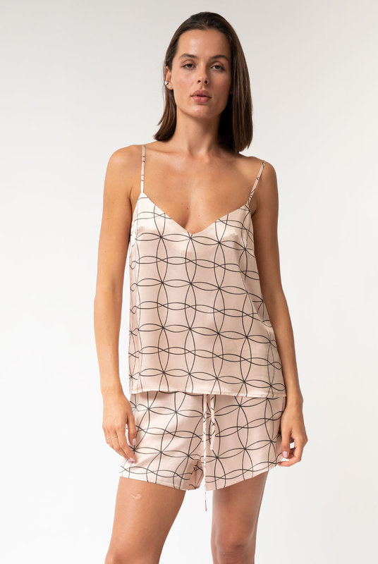 Nokaya Шелковый Топ на Тонких Бретелях Розовый из коллекции Нео Гео