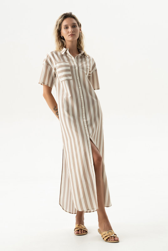 251204-15 Платье-рубашка Strapped Cotton