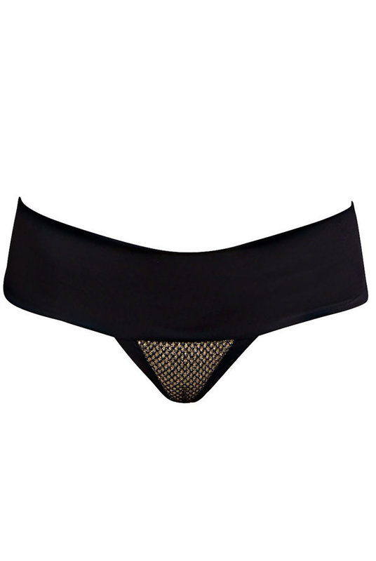 Низ купальника, купальные слипы черные с люрексом, фото крупным планом. 