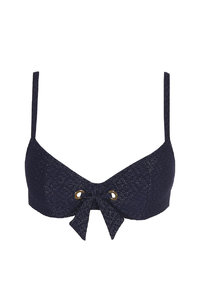 Купальный бюстгальтер на кости с мягкими чашечками в синем цвете, Marie Jo, фото крупным планом. 