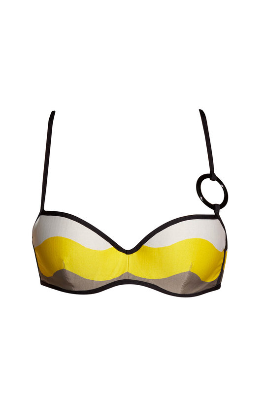 Купальный балконет с уплотненной чашкой на кости, купальный бра в желтом цвете. 