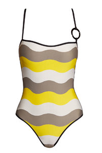 Цельный купальник с абстрактным принтом в желтом цвете, от премиум бренда Андрес Сарда. 