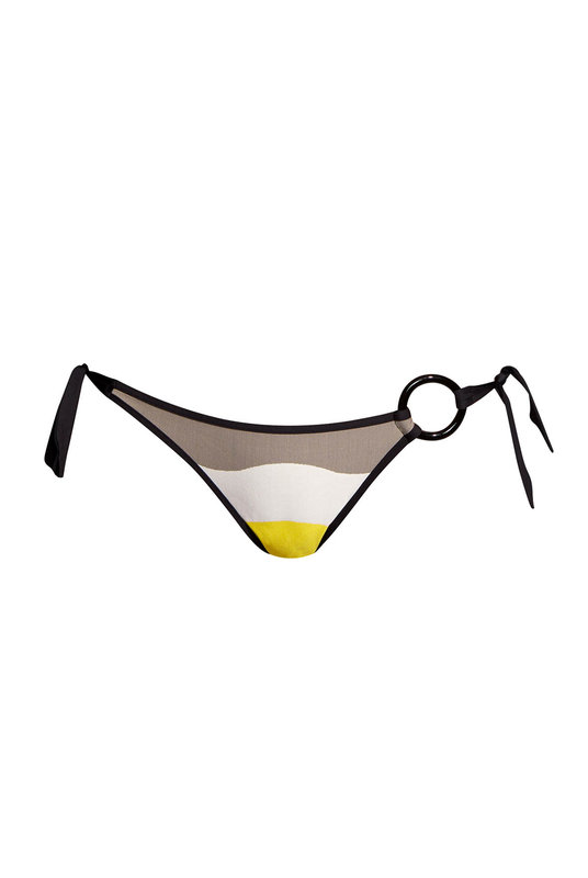 Низ купальника - купальные бикини на завязках с принтом полоса в желтом, Андрес Сарда. Низ купальника - купальні бікіні на зав'язках з принтом смуга в жовтому, Андрес Сарда.