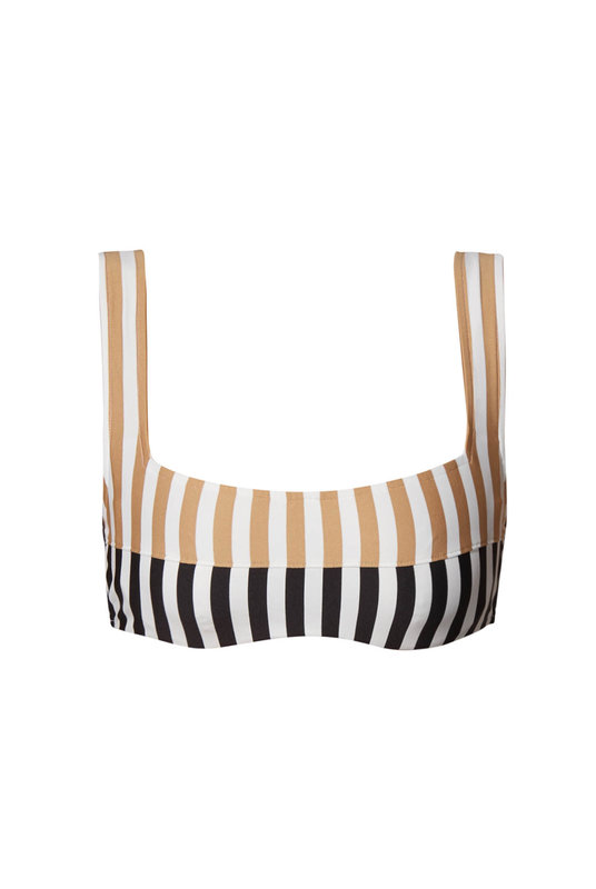 Верх раздельного купальника женского: купальный топ на широких бретелях с принтом полоса, Андрес Сарда. 