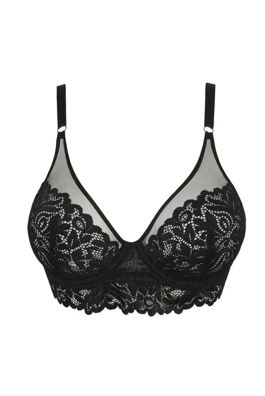 Кружевной бюстгальтер на косточках Marie Jo крупным планом. Мереживний бюстгальтер на кісточках Marie Jo крупним планом.