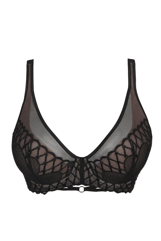Бюстгальтер купить, с уплотненными чашками на кости в черном цвете. 