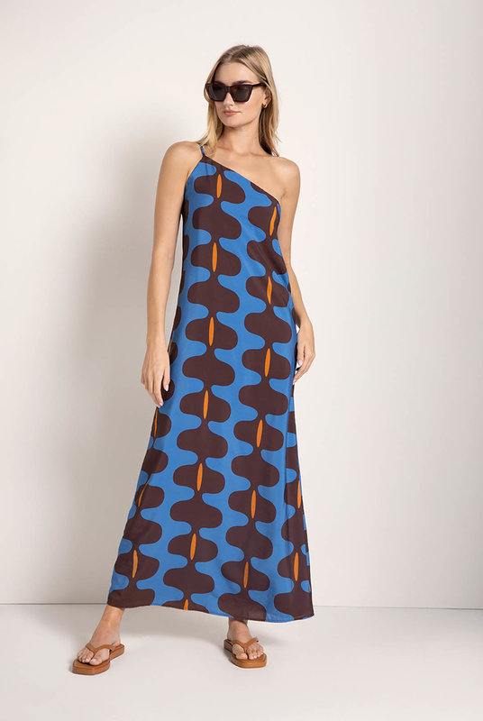Купить пляжный сарафан сводного кроя длинный от Touche в роскошном принте сине-коричневого цвета. Купити пляжний сарафан зведеного крою довгий від Touche в розкішному принті синьо-коричневого кольору.