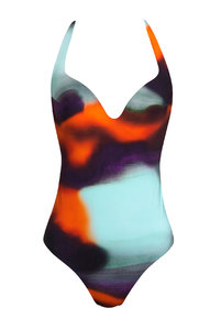 Купить Цельный купальник с перекрестными бретелями от ANDRES SARDA  в принте северный берег. Купити цільний купальник з перехресними бретелями від ANDRES SARDA в принті північний берег