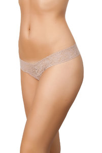 Кружевные трусы стринги с базовой посадкой в телесном цвете от Hanky Panky. Мереживні труси стрінгі  з базовою посадкою в тілесному кольорі від Hanky Panky.