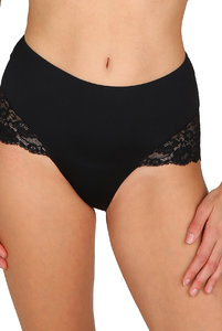 Трусики с высокой талией от Мари Жо кружевные полупрозрачные позади и непрозрачные спереди в черном цвете.