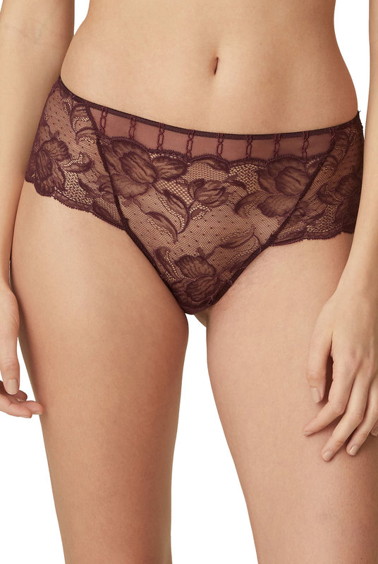 Кружевные трусы бесшовные шорты со средней посадкой в цвете вино от  MARIE JO . Мереживні труси безшовні шорти з середньою посадкою в кольорі вино від MARIE JO